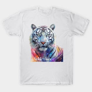 Among the Stars Colorful Cosmic White Tiger T-Shirt